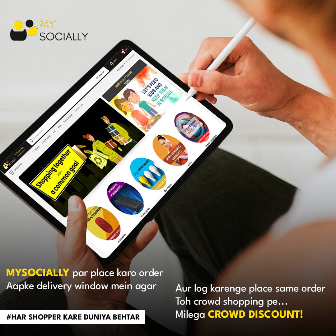 Let's harness the power of unity through crowd discount! When shoppers come together to purchase the same product within a specified window, everyone benefits from a fantastic discount!✨
#mysocially #impact #ImpactOnHumanity #shopping #onlineshopping #TogetherStronger #Discounts