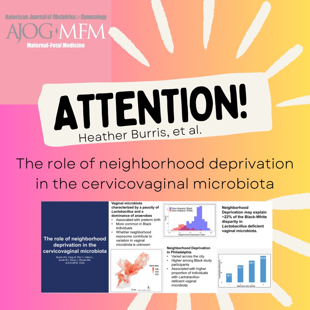 The role of neighborhood deprivation in the cervicovaginal microbiota. Check it out at: ow.ly/B7X750QFICI