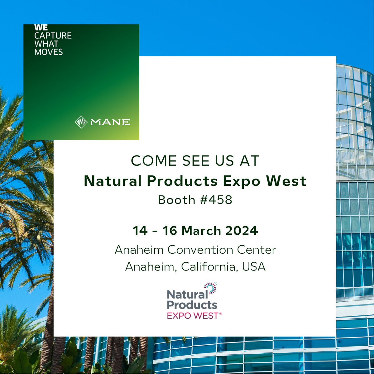 MANEwill be at Natural Products Expo West 2024!
Our experts will present our natural solutions for beverage, bakery, snack, and confectionary. 
Discover our natural colours, flavours and technologies that will make the difference for your products.
 
#flavours #ExpoWest2024