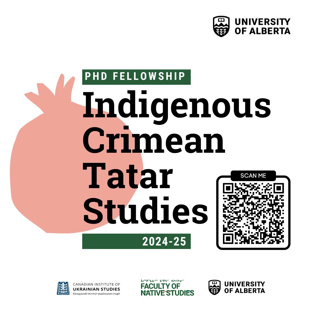 CIUS and @UANativeStudies at @UAlberta are pleased to announce a new doctoral fellowship in 𝗜𝗻𝗱𝗶𝗴𝗲𝗻𝗼𝘂𝘀 𝗖𝗿𝗶𝗺𝗲𝗮𝗻 𝗧𝗮𝘁𝗮𝗿 𝗦𝘁𝘂𝗱𝗶𝗲𝘀. 
Learn more: tinyurl.com/yc9m5p4p #CrimeanTatar #Ualberta #IndigenousStudies