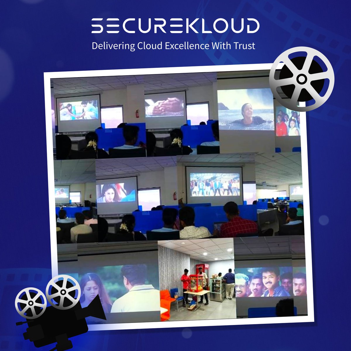 SecureKloudTech's tweet image. Lights dimmed, excitement high! At SecureKloud, we embraced the magic of movies with &apos;Kushi&apos; this month.

From polling for the film to turning our office into a theatre haven, Fridays are a blockbuster at SecureKloud! 

 #TeamBuilding #SecureKloudTechnologies #Funfridays