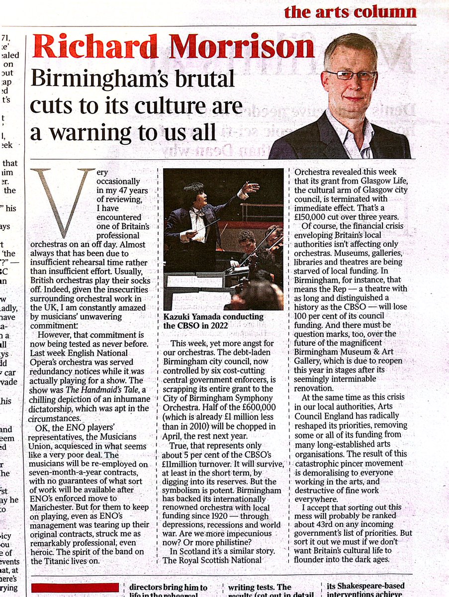 “Birmingham has backed its internationally renowned orchestra with local funding since 1920 - through depressions, recessions and world war. Are we more impecunious now? Or more philistine?” Well put, @RichmoMusic⁩