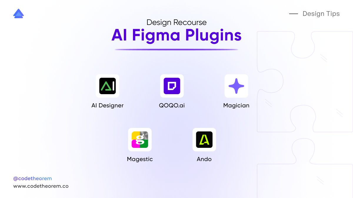 code_theorem's tweet image. Dive into the future of design with AI-powered Figma plugins! Transforming workflows and sparking creativity like never before.
-
-
#AIPlugins #FigmaUpdates #FigmaAI #FigmaMagic #FigmaPlugins #FigmaDesign #FigmaTips #LearnAI #QoQo #Magician #Magestic #Ando #AiDesinger
