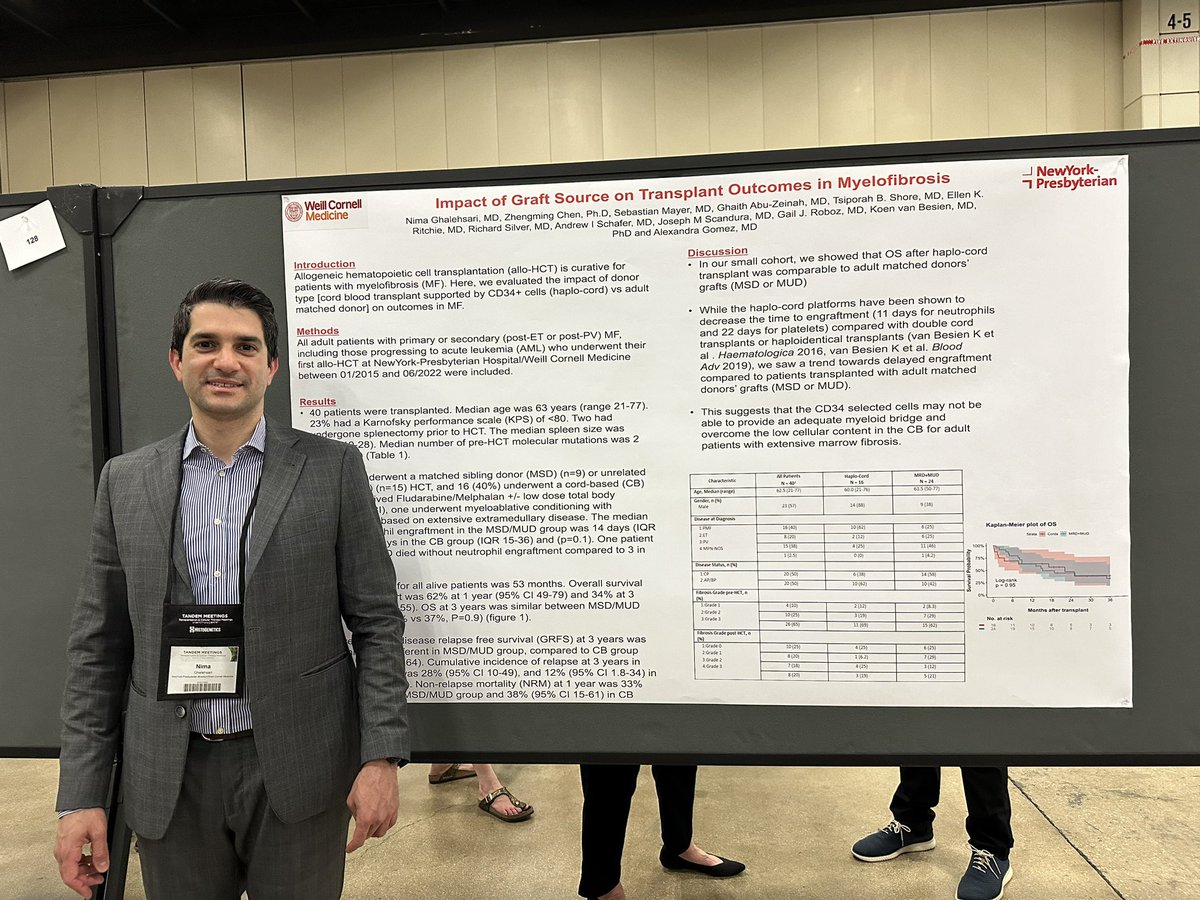 Congrats to @DrNimaGh presenting his work on Impact of Graft Source on Transplant Outcomes for pts with  Myelofibrosis. #Tandem24 
@nyphospital @WeillCornellBMT