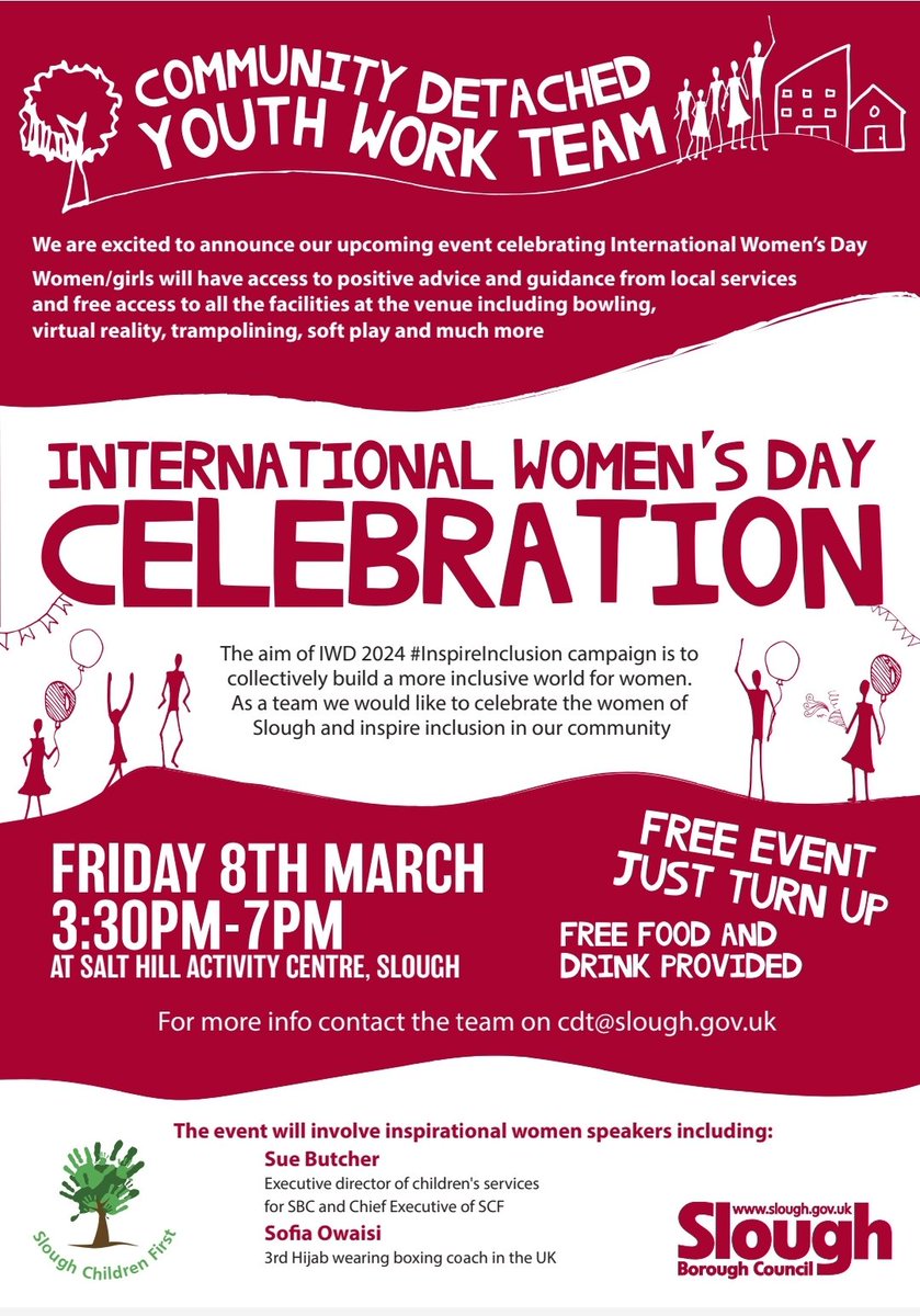 Sloughforall's tweet image. Invitation to International Women&apos;s Day celebration ... please share with all your female family and friends.