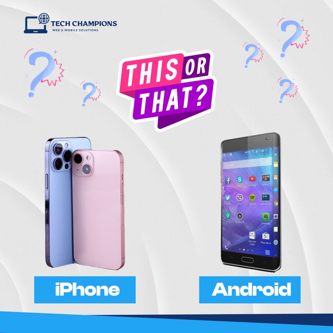 TechChampionsng's tweet image. “TGIF! 🎉 Pledge your allegiance iOS or Android? Windows or Mac OS? Share your reasons in the comments.  #iOSvsAndroid #tgif #tech #apple #samsung #tecno #windows