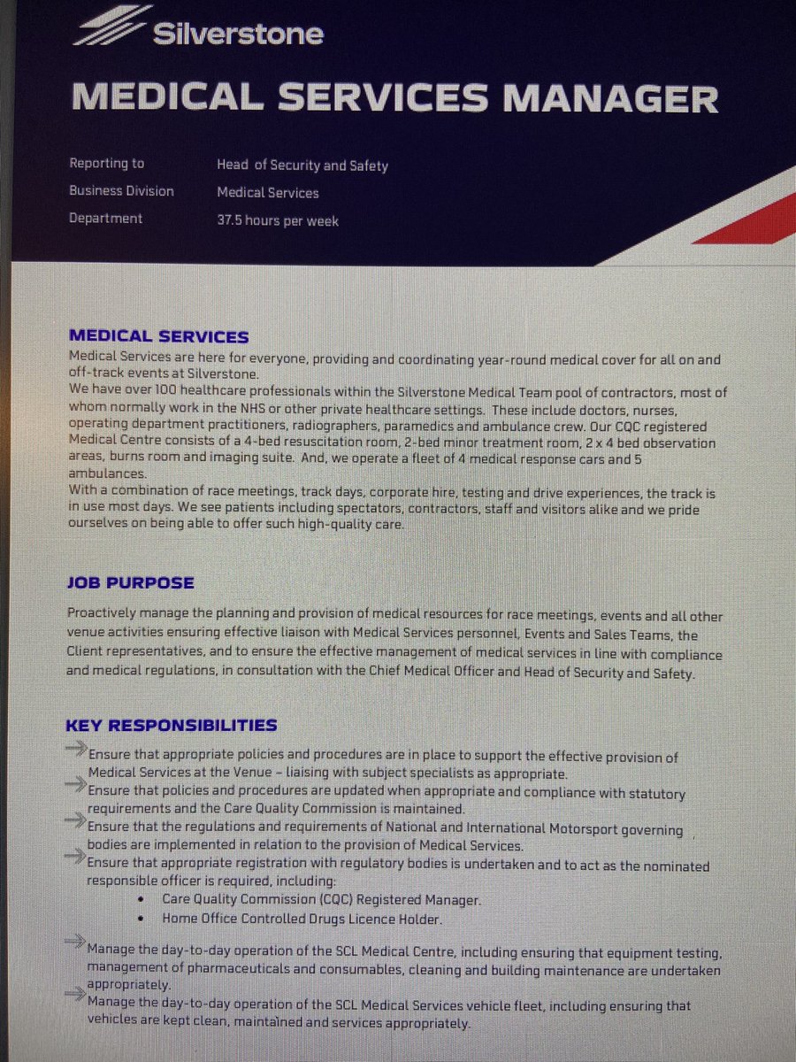 Any ODPs with critical care and management skills out there? Fancy a new challenge? Take a 👀 at this interesting post working at silverstone! 🏎️ silverstone.co.uk/careers/medica…