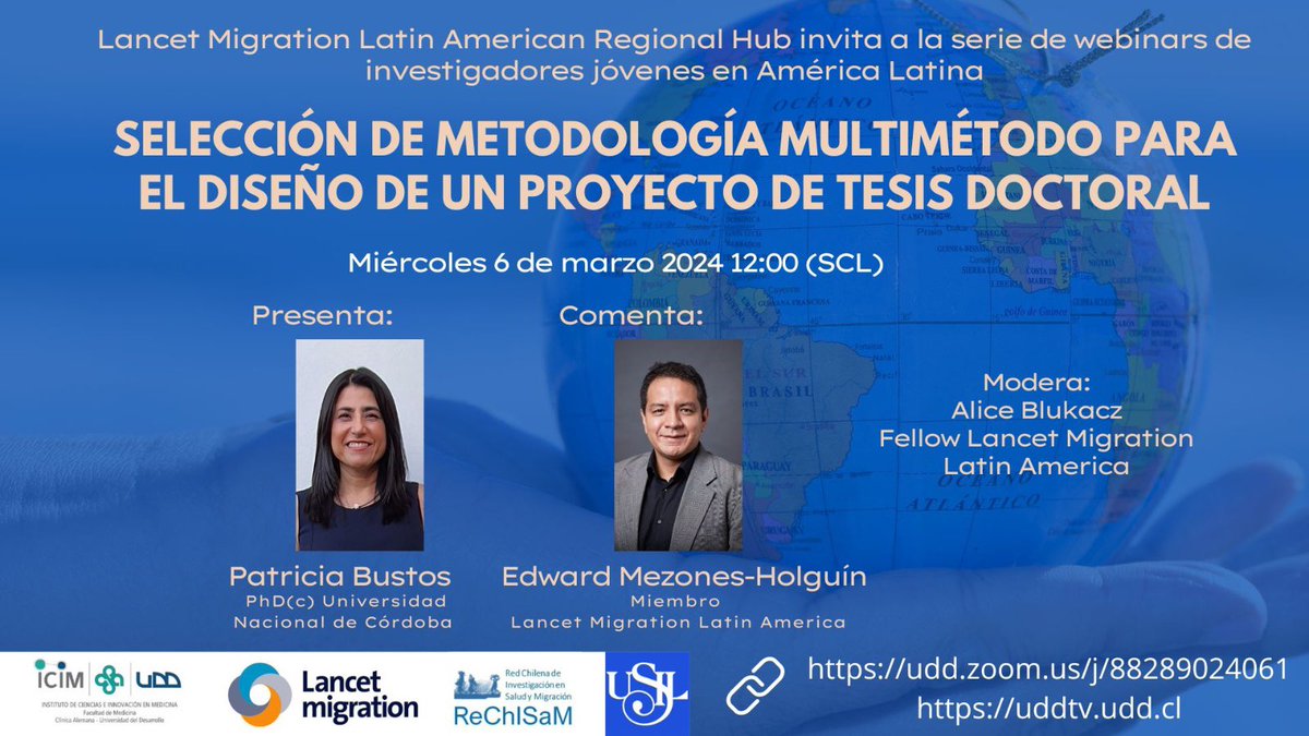 📣 Lancet Migration Latin American Regional Hub invita al primer webinar del 2024 de investigadores jóvenes en América Latina 🗓️ 6 de marzo 2024 12:00 (SCL) 🔗Accede al webinar: udd.zoom.us/j/88289024061 uddtv.udd.cl