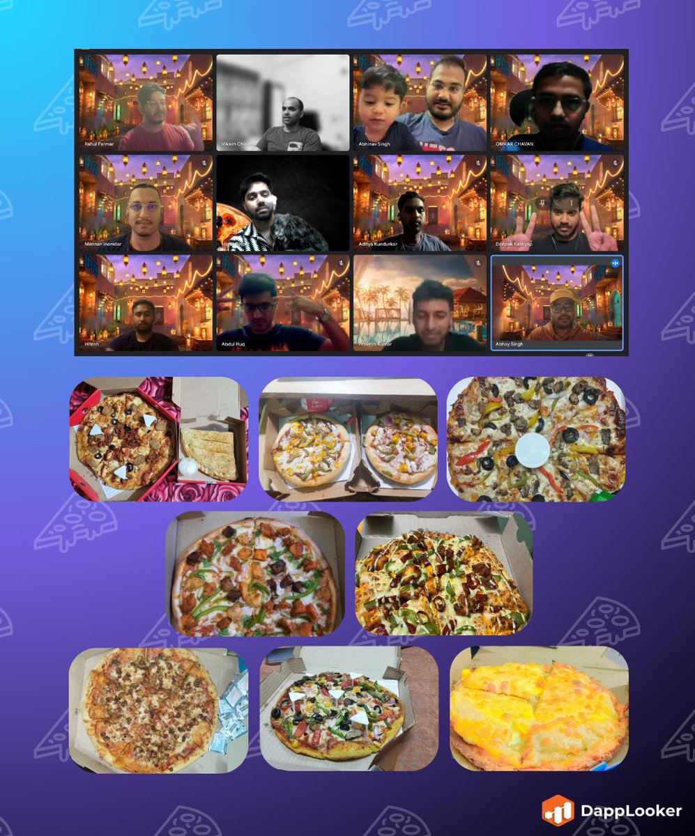 dapplooker's tweet photo. π Team DappLooker knows how to have a blast while working remotely!
We brought the Friday night pizza party to our screens πΊ, and it was a virtual blast π
Despite the distance, we had a blast together! π€©
#RemoteFun #DappLookerPizzaParty #WorkHardPlayHard https://t.co/xVGVHNWXT9