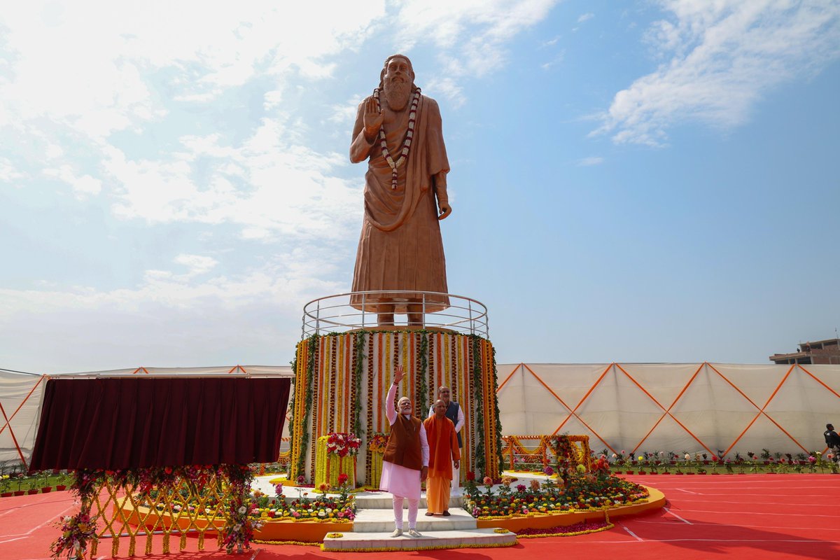 narendramodi's tweet photo. Honoured to have joined the Sant Ravidas Jayanti celebrations in Kashi. The various development works around Sant Ravidas Janam Sthali will greatly benefit pilgrims. https://t.co/8rERmwRQyi