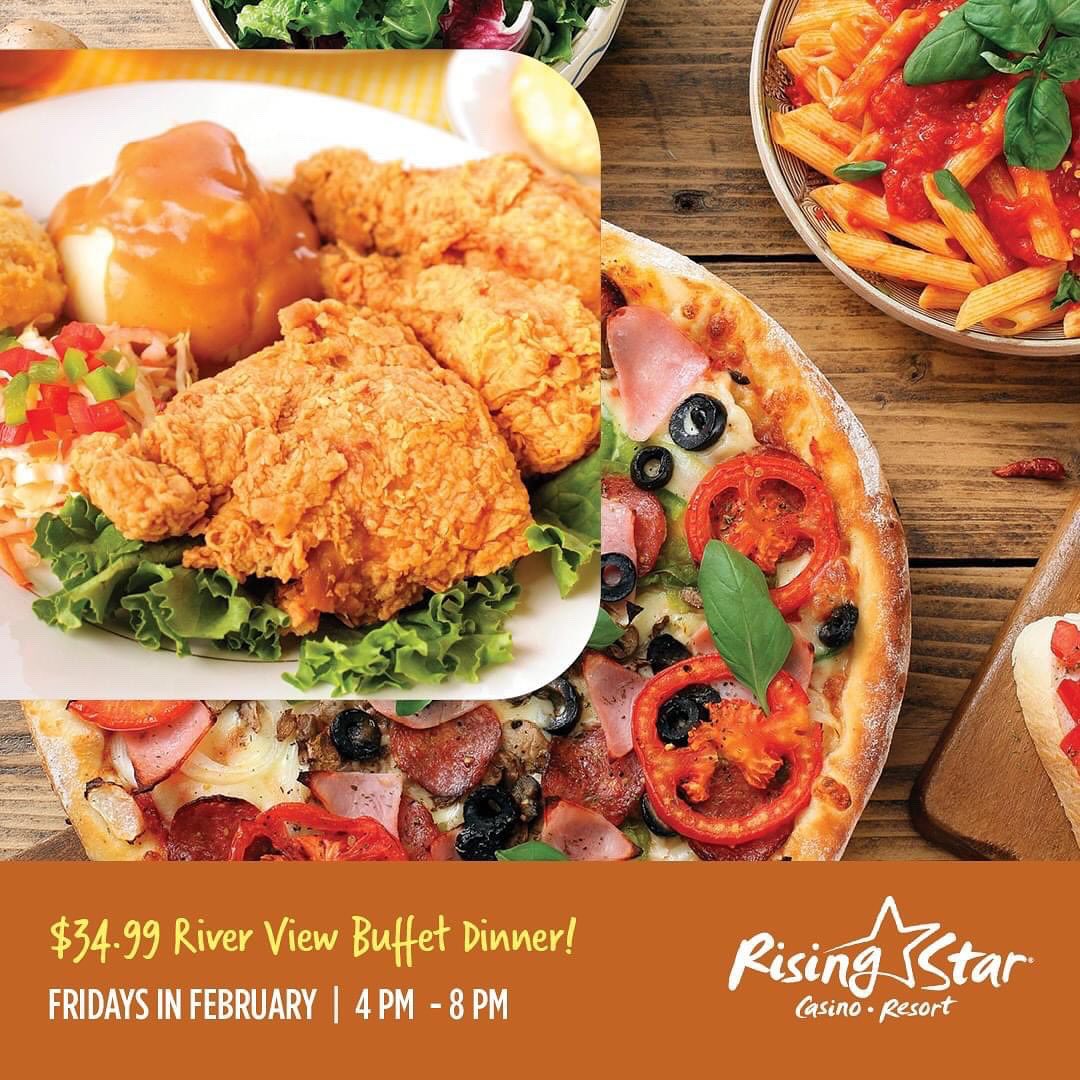 RSCasino's tweet photo. 🎉 Let's get this PARTY STARTED!!! 🎉
⭐ Jumpstart your weekend TONIGHT!! 🍻🎰🍗
🎲 PLINKO HOT SEAT: 5 PM - 9 PM
🍽️ $34.99 RIVER VIEW BUFFET DINNER: 4 PM - 8 PM
Details at https://t.co/TH1iWmMqrC.
#FridayNight #PlinkoHotSeat #BuffetDinner #RisingStarCasino https://t.co/eFFM7xPWXQ