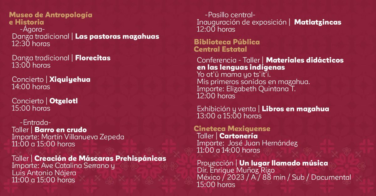 patrimonio_mex's tweet photo. ¡Corre la voz!
Mañana sábado 24 y domingo 25, el Centro Cultural Mexiquense abre sus puertas para ofrecerte actividades gratuitas y para toda la familia en el Festival #TransformARTE, un espacio de encuentro artístico cultural, en esta edición, dedicado a la lengua materna. 👨‍👩‍👧‍👧 https://t.co/BMSIIZfKKI