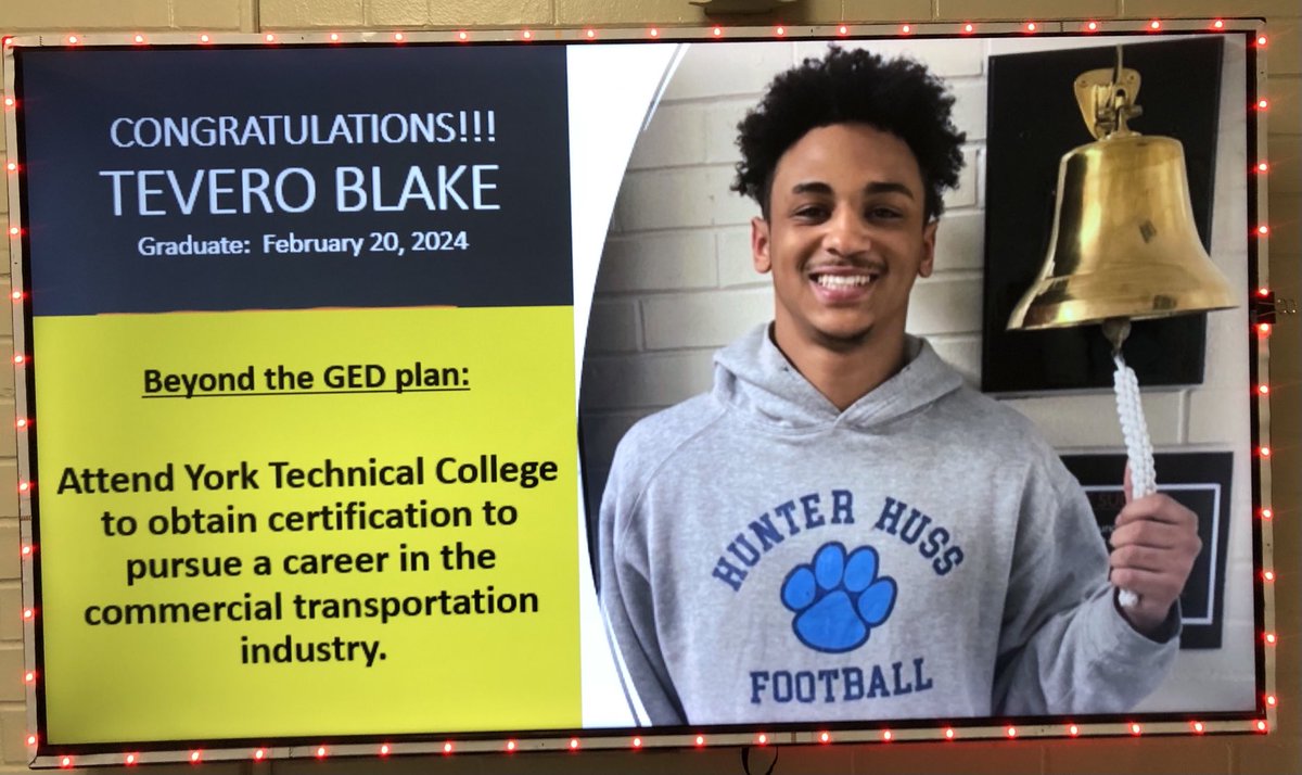 CONGRATULATIONS Tevero!!!  #anotherAEgraduate Next stop ⁦<a href="/yorktech/">York_C3P0🦍</a>⁩ and enrollment in the Commercial Driving Certification program. #RockSolid ⁦<a href="/RockHillSchools/">Rock Hill Schools</a>⁩