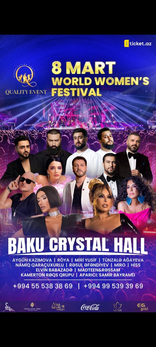 phmedine's tweet photo. Azərbaycanın festivalı 8 March World Women’s Festival.Gecənin aparıcısı Samir Bayramlı olacaqdır. Gecənin sonlarında isə DJ Party olacaqdır.
Gəlin, İslam dünyasında qadına seçim hüququ verən tək dövlətin vətəndaşları olaraq bu günü layiqincə qeyd edək !
#8martwomenfest https://t.co/iBgIcBEvt4