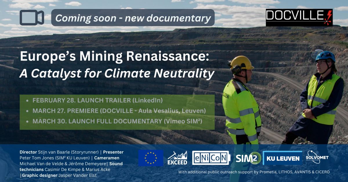 New <a href="/HorizonEUEXCEED/">Horizon Europe EXCEED</a> co-funded #documentary "Europe's Mining Renaissance, a Catalyst for Climate Neutrality" will be launched at <a href="/DOCVILLE_BE/">DOCVILLE Filmfest</a> on March 27th.
#Lithium #cobalt #nickel #copper #energytransition #mining #climateneutrality #batteries