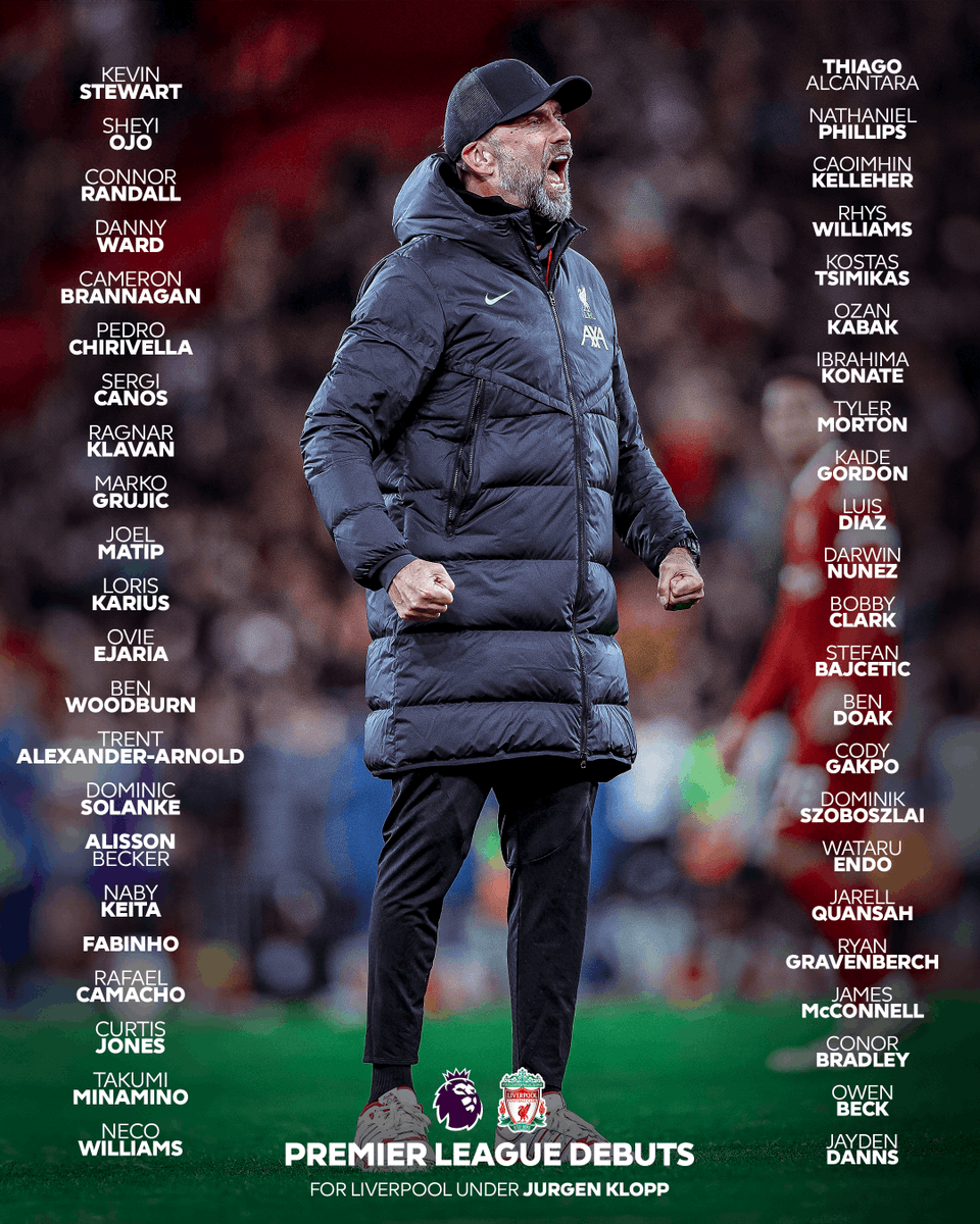 Jurgen Klopp has given 45 Premier League debuts to players since his first <a href="/LFC/">Liverpool FC</a> match in October 2015…

More than any other manager in that time! ✊