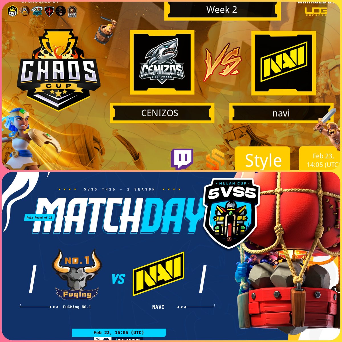 🟣 LIVEEEEEE!

Primer Stream del Día! Vamos con el Viernes! Alegría! 😍

🏆 CHC | MC

✅ NAVI 🆚 Cenizos Esports
✅ NAVI 🆚 FuChing NO.1

TODO el MUNDO para DENTRO! SIUUUU! ❤

📺 twitch.tv/style_coc