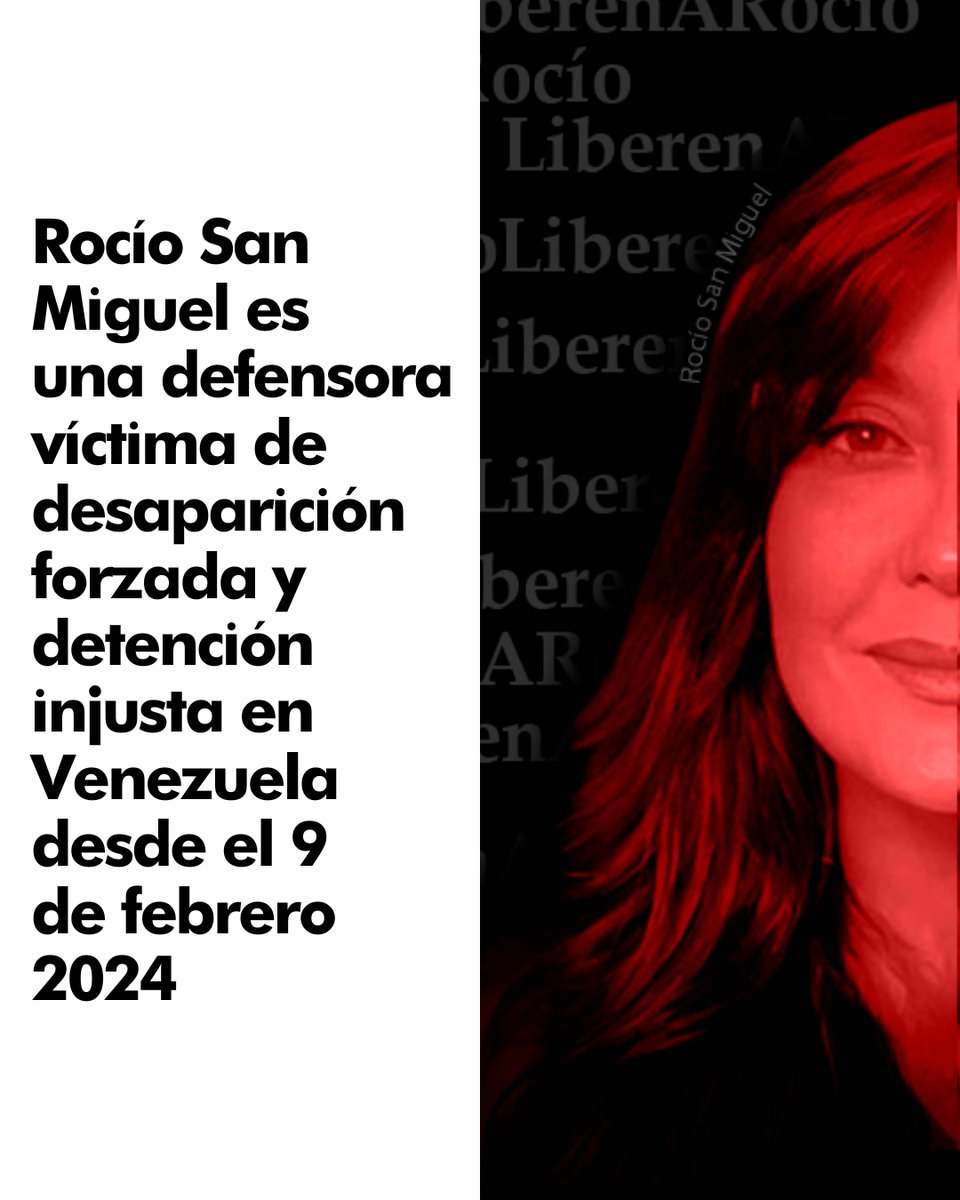 Rocío San Miguel cumple 14 días detenida injustamente en Venezuela. Una defensora de derechos humanos que fue víctima de desaparición forzada, miembros de su familia también desaparecidos y hoy presa en El Helicoide. Rocío sigue sin poder designar a sus abogados de confianza