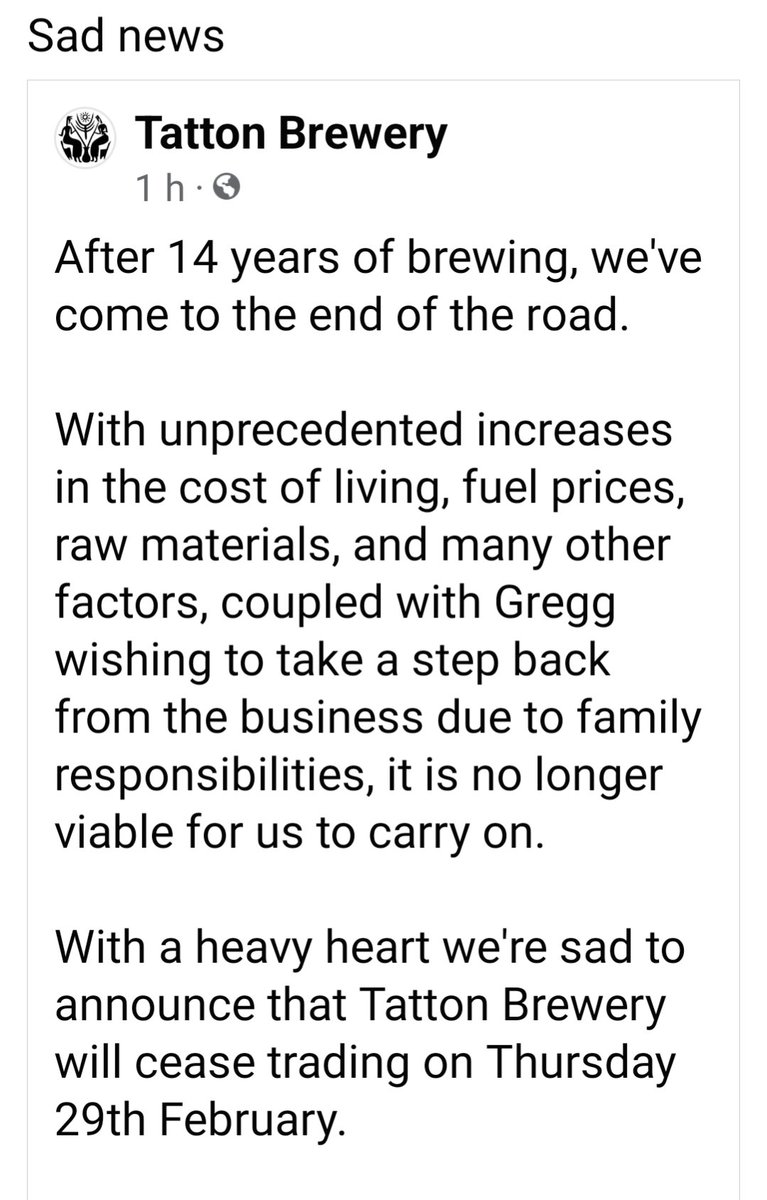 That's a huge shame
#Cheshirebusiness #brewing