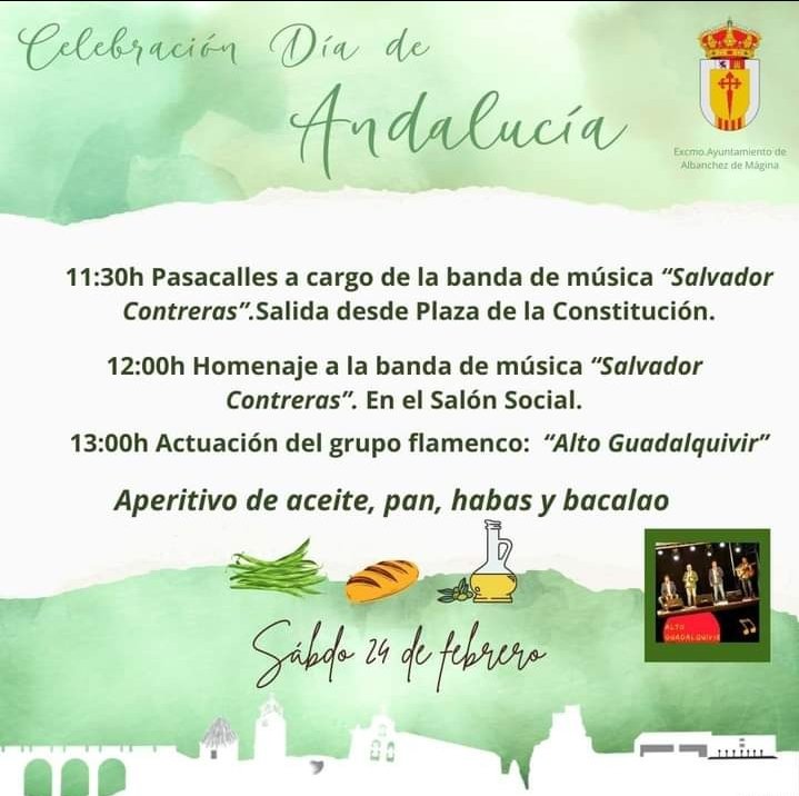 Mañana estaremos en @Albanchez de Mágina (Jaén), celebrando el Día de Andalucía.

Te esperamos con nuestras #sevillanas y #rumbas.

#altoguadalquivir37 #díadeandalucía #28f #cañetedelastorres #córdoba