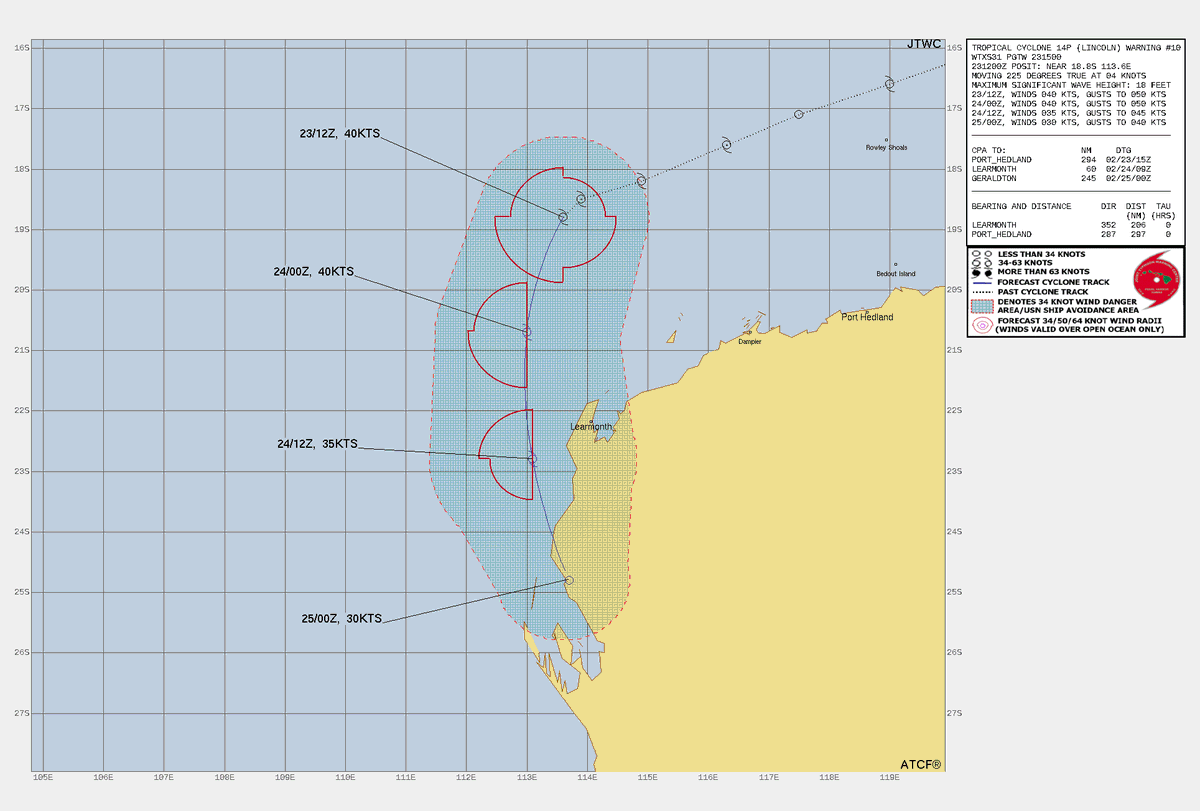 LimWeather's tweet photo. #Lincoln off N #WesternAustralia, #Australia, at 45mph TS, to peak now at TS SSHWS/C1 Aus Scale #Cyclone in SE Indian Ocean, and head west then turn S, affecting the W WA with potential for life threatening #Flooding rains esp #CoralBay
#Tropicswx #wxtwitter #CycloneLincoln https://t.co/Rq0SqeVYKo