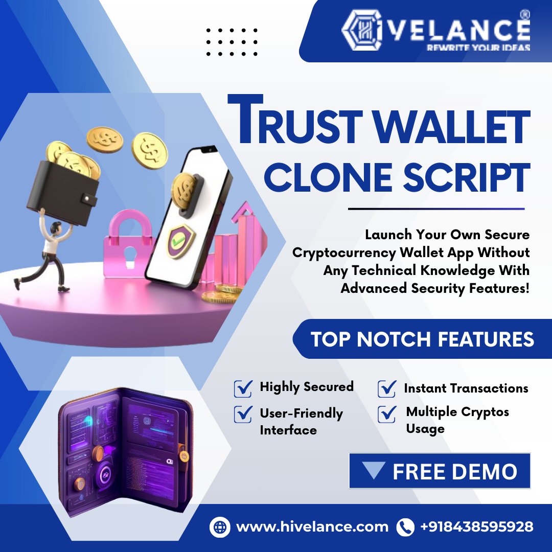 hivelance_tech's tweet image. With its cutting-edge features and robust security, you can effortlessly build a trusted platform for users to manage their valuable crypto assets.
Free Demo: hivelance.com/trustwallet-cl…
#TrustWalletCloneScript #CryptoWalletDevelopment #SecureStorage #Decentralization #DigitalAsset