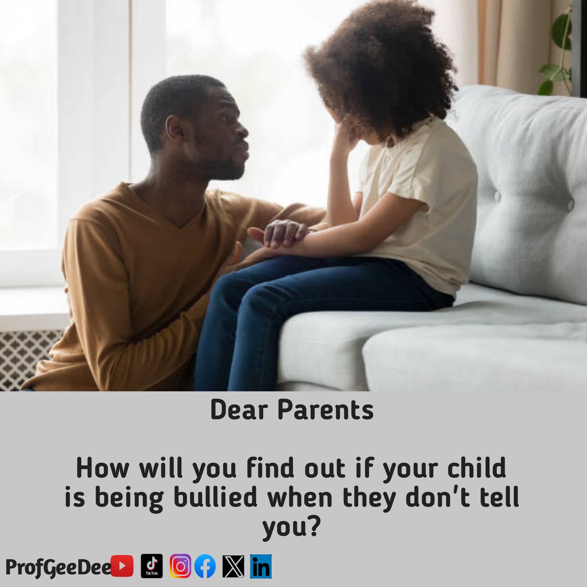 Encourage your children to share their thoughts and feelings about bullying and make them understand the importance of standing up for others and speaking up when necessary.

#earlyyears
#earlylearning
#earlychildhooddevelopment
#dearparentseries
#profgeedee
