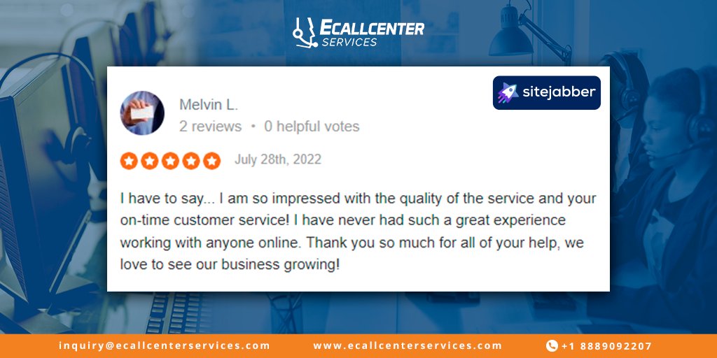 Thank you Melvin for your kind words and positive feedback on our call center services! Providing exceptional customer service is our top priority, and it's customers like you who motivate us to continually improve. #customerlove #livecustomerservic #customersupport #outsourcing