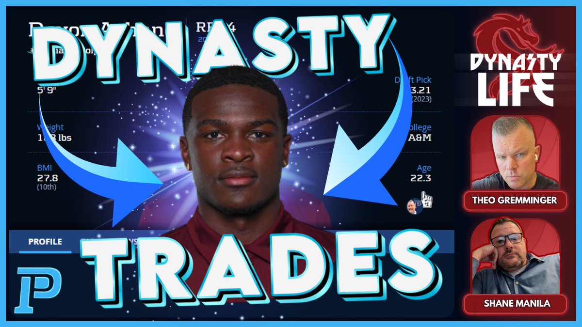 TheOGfantasyfootball (@theogfantasy) on Twitter photo Dynasty Life is BACK!
I am joined by @ShaneIsTheWorst from <a href="/DestinationDevy/">DD Fantasy Football</a> and <a href="/TradesIn5/">DynastyTradesIn5</a> to discuss some
DYNASTY TRADES
Plus- Dynasty Buy Lows, Trade Targets, 2023 Rookie Class Evaluations & 2024 Rookie Draft Strategy ππ€―π₯βοΈ
12:30 PM EST on <a href="/rotounderworld/">PlayerProfiler</a> YouTube! Dynasty Life is BACK!
I am joined by @ShaneIsTheWorst from <a href="/DestinationDevy/">DD Fantasy Football</a> and <a href="/TradesIn5/">DynastyTradesIn5</a> to discuss some
DYNASTY TRADES
Plus- Dynasty Buy Lows, Trade Targets, 2023 Rookie Class Evaluations & 2024 Rookie Draft Strategy ππ€―π₯βοΈ
12:30 PM EST on <a href="/rotounderworld/">PlayerProfiler</a> YouTube!