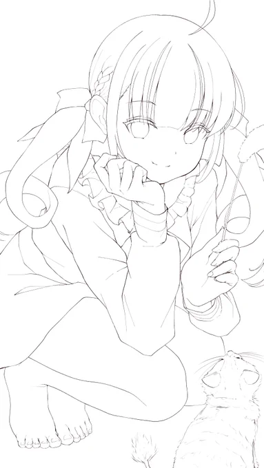 まだ途中だけど線画楽しすぎて時間溶ける 