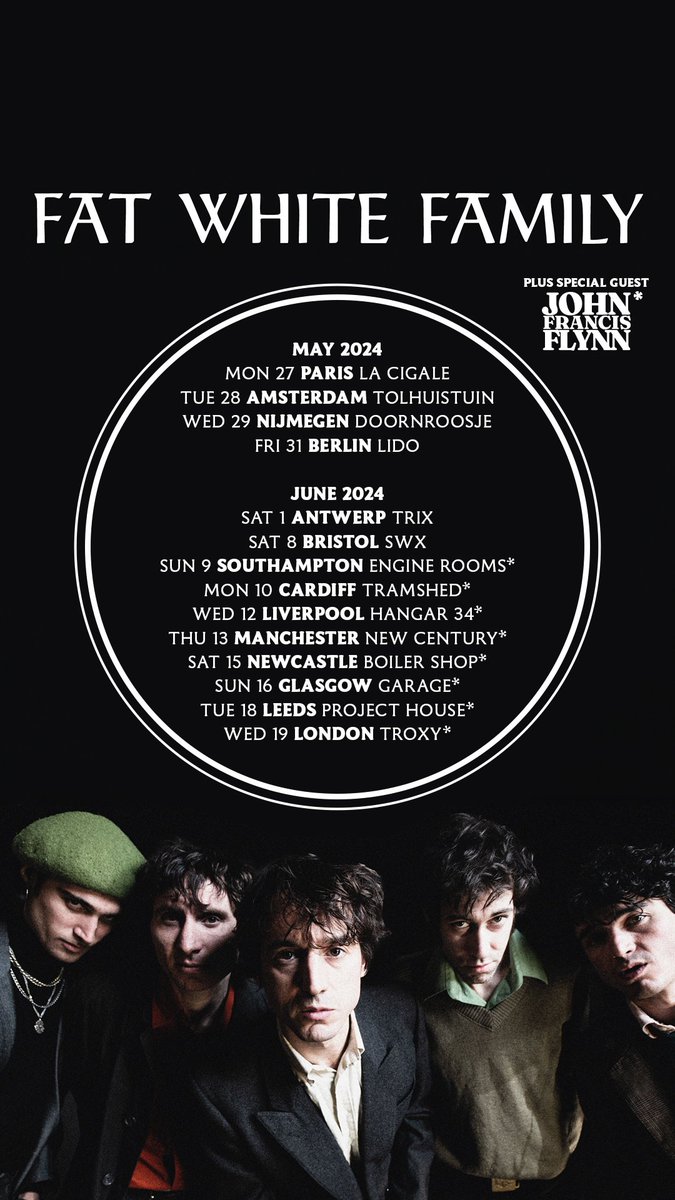 Incredibly excited to be supporting @FatWhiteFamily on some of these dates. Should be serious craic! Dag in!