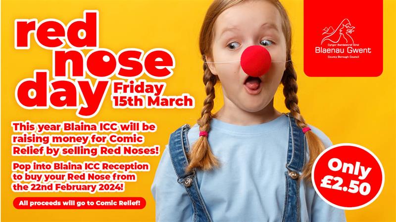 This year Blaina ICC will be raising money for comic relief by selling Red Noses Pop into Blaina Reception to buy your Red Nose from the 22 February 2024 All proceeds will be going to Comic Relief! Only £2.50 #RedNoseDay2024