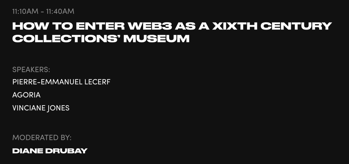 Tezos (@tezos) on Twitter photo 🇫🇷 #NFTParis is hosting a panel on "How To Enter Web3 As A 19th Century Collections’ Museum."
🎨 Speakers include artist <a href="/agoriamusic/">{agoria}</a>, <a href="/LecerfPieremm/">Lecerf Pierre-Emmanuel</a> from @museeOrsay & <a href="/vinciane_j/">Vinciane Jones</a> from Trilitech. Moderated by <a href="/DianeDrubay/">Diane Drubay</a>.
🗓️ February 24th
⏰ 11:10 am
📍 Main Stage
@nft_Paris 🇫🇷 #NFTParis is hosting a panel on "How To Enter Web3 As A 19th Century Collections’ Museum."
🎨 Speakers include artist <a href="/agoriamusic/">{agoria}</a>, <a href="/LecerfPieremm/">Lecerf Pierre-Emmanuel</a> from @museeOrsay & <a href="/vinciane_j/">Vinciane Jones</a> from Trilitech. Moderated by <a href="/DianeDrubay/">Diane Drubay</a>.
🗓️ February 24th
⏰ 11:10 am
📍 Main Stage
@nft_Paris