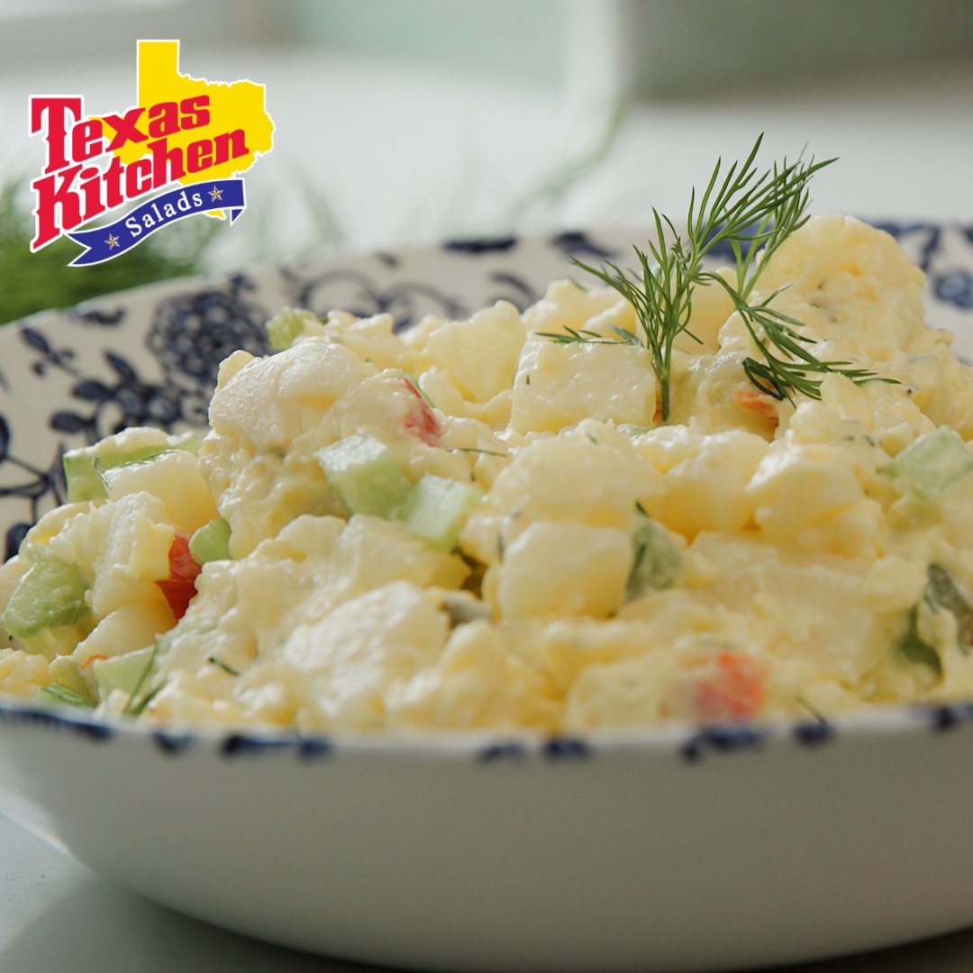 Get a taste of Texas Kitchen Salads with our Deviled Egg Potato Salad – where bold flavors and comfort collide.

#texaskitchen #ronsfoods #familyowned #homestylefood #fresh #heb #kroger #brookshirebrothers #deviledegg #potatosalad #family