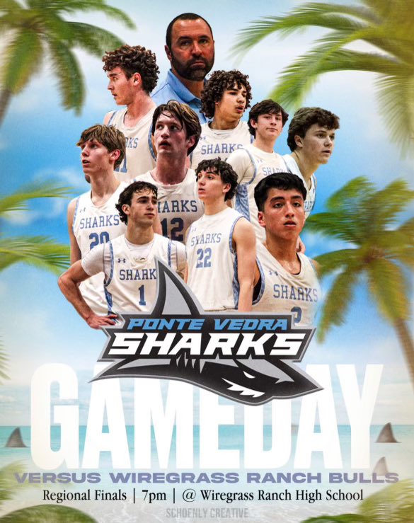 GAMEDAY!! The Sharks head down to Wiregrass Ranch for the Regional Championship at 7pm tonight!! 

#GoSharks