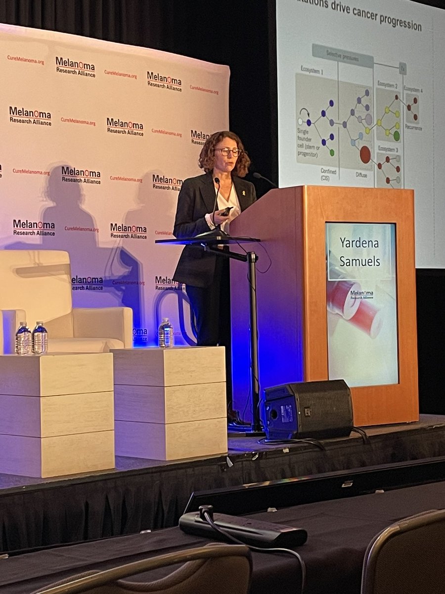 @YardenaSamuels delivering an excellent keynote lecture at the @MelanomaReAlli scientific retreat in Washington. Always wonderful to be here and be part of the melanoma research community! #melanoma