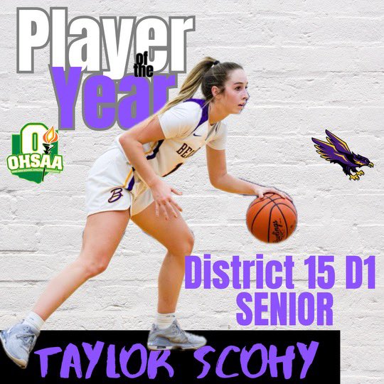 Congratulations!! Taylor Scohy earns District 15 D1 Senior Player of the Year honor! Go Eagles!!