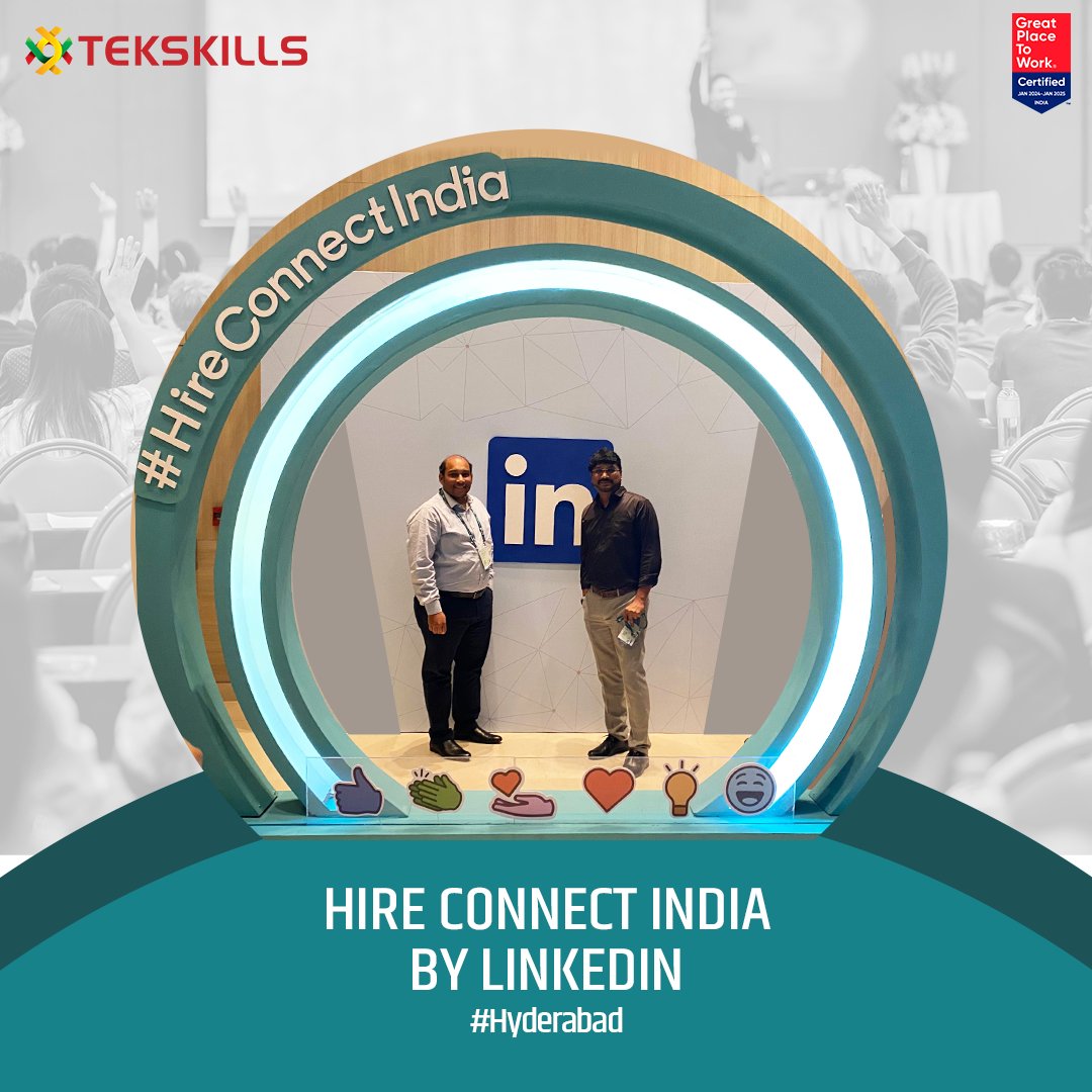 Team Tekskills had the pleasure of exploring the latest features launched by LinkedIn to revolutionize talent acquisition at the recent #HireConnectIndia Event in Hyderabad. 

#AI #Recruitment #LinkedIn #TeamTekskills #HireConnect #Tekskills