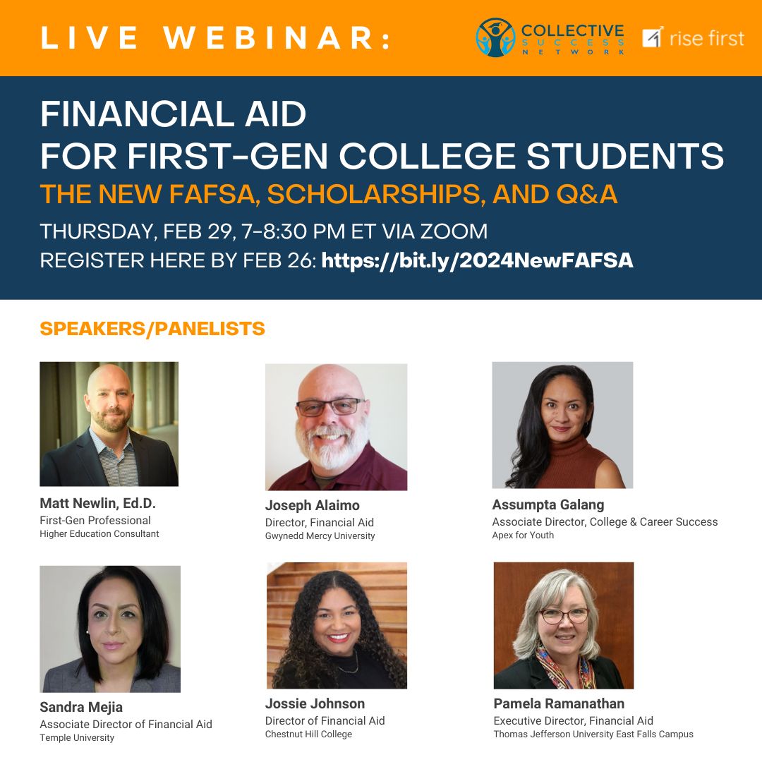 CSN and Rise First are co-hosting a virtual webinar entitled “Financial Aid for First Generation College Students: The New FAFSA, Scholarships and Q&A” on February 29th! Register by February 26th at buff.ly/49MswMK.