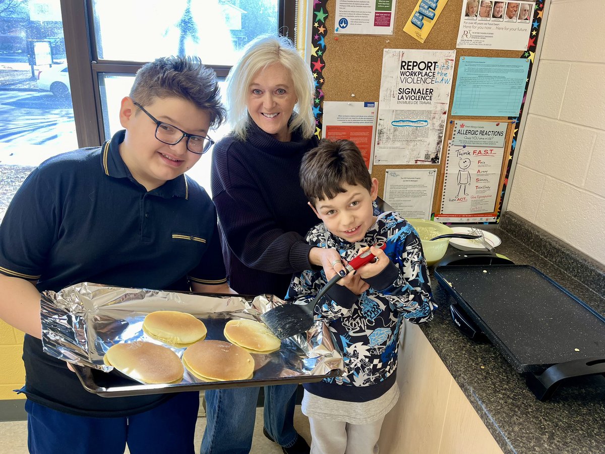 These students say it’s a “pan-tastic” morning! 😉 Making pancakes - a necessary skill in life! <a href="/thestingersbuzz/">St. Michael School</a>