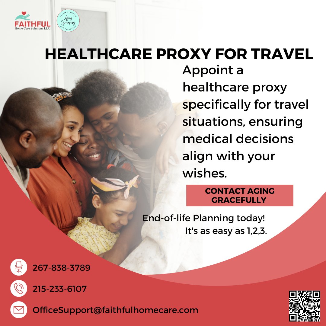 ✈️ Plan for health while traveling!

💼 Appoint a healthcare proxy for travel scenarios, ensuring your medical wishes are respected wherever you go. 🌍⚕️

#AgingGracefully #EmbracingTheJourney #HealthcareProxy #TravelHealth #EstatePreparation #AgeWithDignityAndGrace