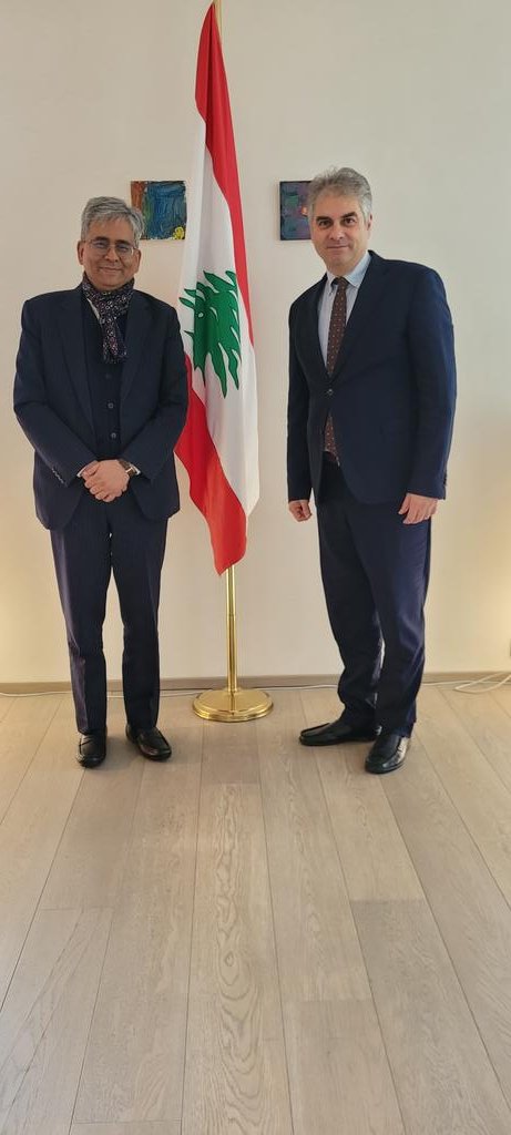 Nice meeting my friend Amb Fadi Hajali of Lebanon. Benefited from his insights and experiences of many years in Brussels. Reminisced about our time in Tehran @indembassybru