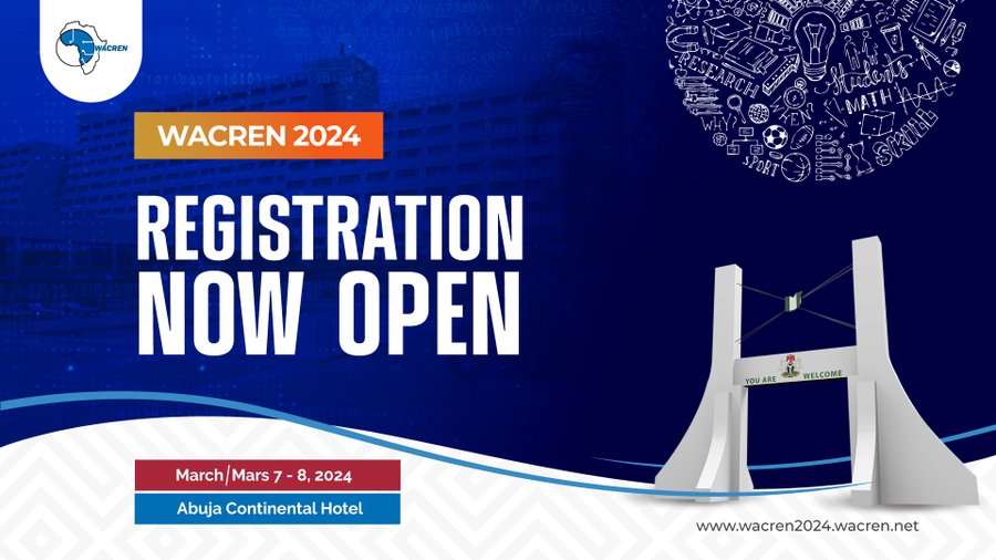 Registration for the #WACREN2024 in Abuja is now open!
Join #WACREN2024 at the famous Abuja Continental Hotel on March 7-8, 2024.

To register: wacren2024.wacren.net
#WACREN2024
@NigerianREN @AC3_News @UbuntuNet @GEANTnews