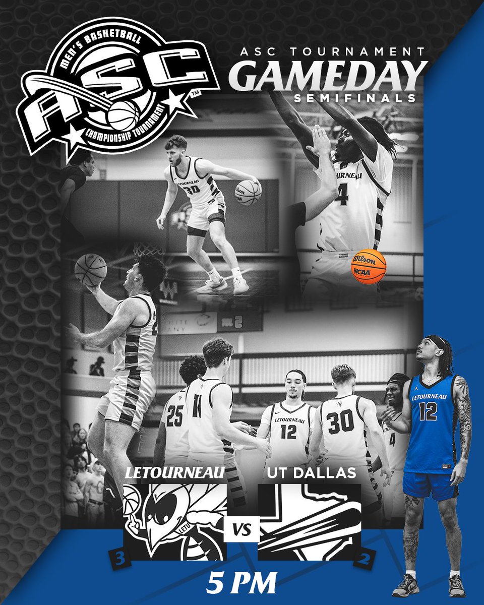 GAMEDAY | FEB 23 | 2024

ASC TOURNAMENT

(3) LeTourneau takes on (2) UT Dallas in the semifinal round in Abilene.

Tipoff set for 5 PM at the Hardin-Simmons Mabee Complex.

Live Stream & Stats: letuathletics.com/live

#LeTourneauBuilt #LETUBrotherhood #d3hoops #ASChoops