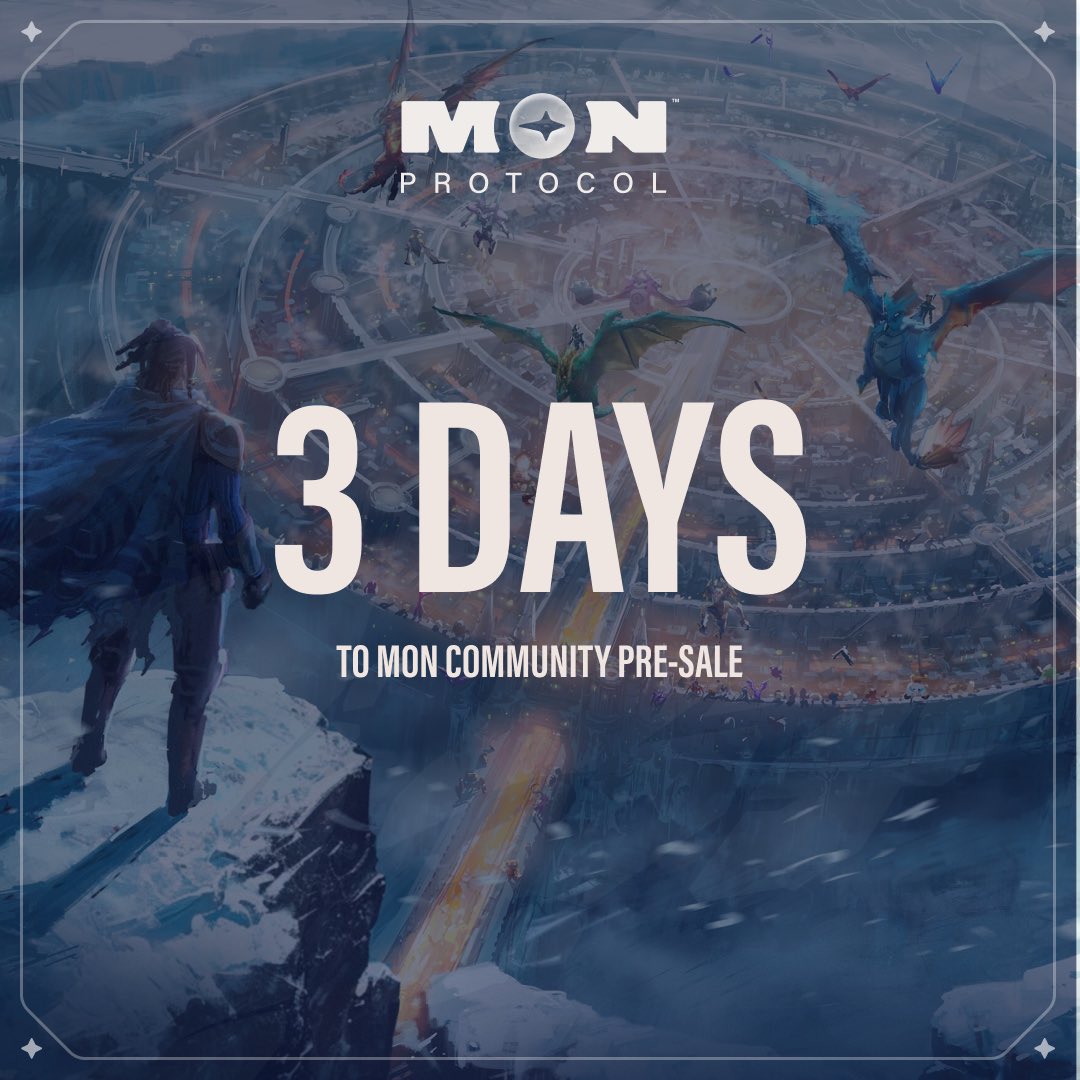3 DAYS TO MON COMMUNITY PRE-SALE

3 DAYS to the MON Community Pre-sale.
Starting: Monday 26th Feb, 9am EST / 10pm GMT+8
Ending: Wednesday 28th Feb, 9am EST / 10pm GMT+8
Duration: 48 Hours

Pixelmon and Golden Trainer Holders will be given guaranteed lots based on the rarity of