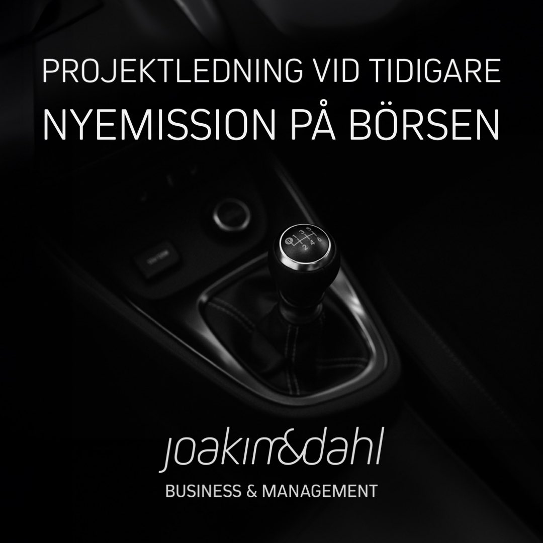 Jag har tidigare ansvarat för och genomfört projektledning av en företrädesnyemission för ett noterat bolag på svenska börsen. Mitt ansvar i projektet omfattade vägledning, produktion, samverkan samt koordinering och övervakning av alla aspekter av emissionen.