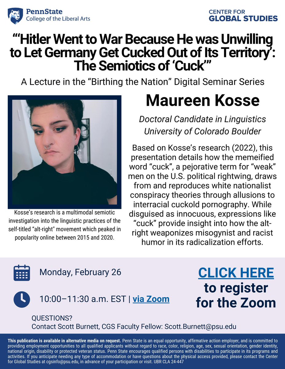 Happening Monday with the inimitable @MaureenKosse!!! Registration details here: sites.psu.edu/birthingthenat…