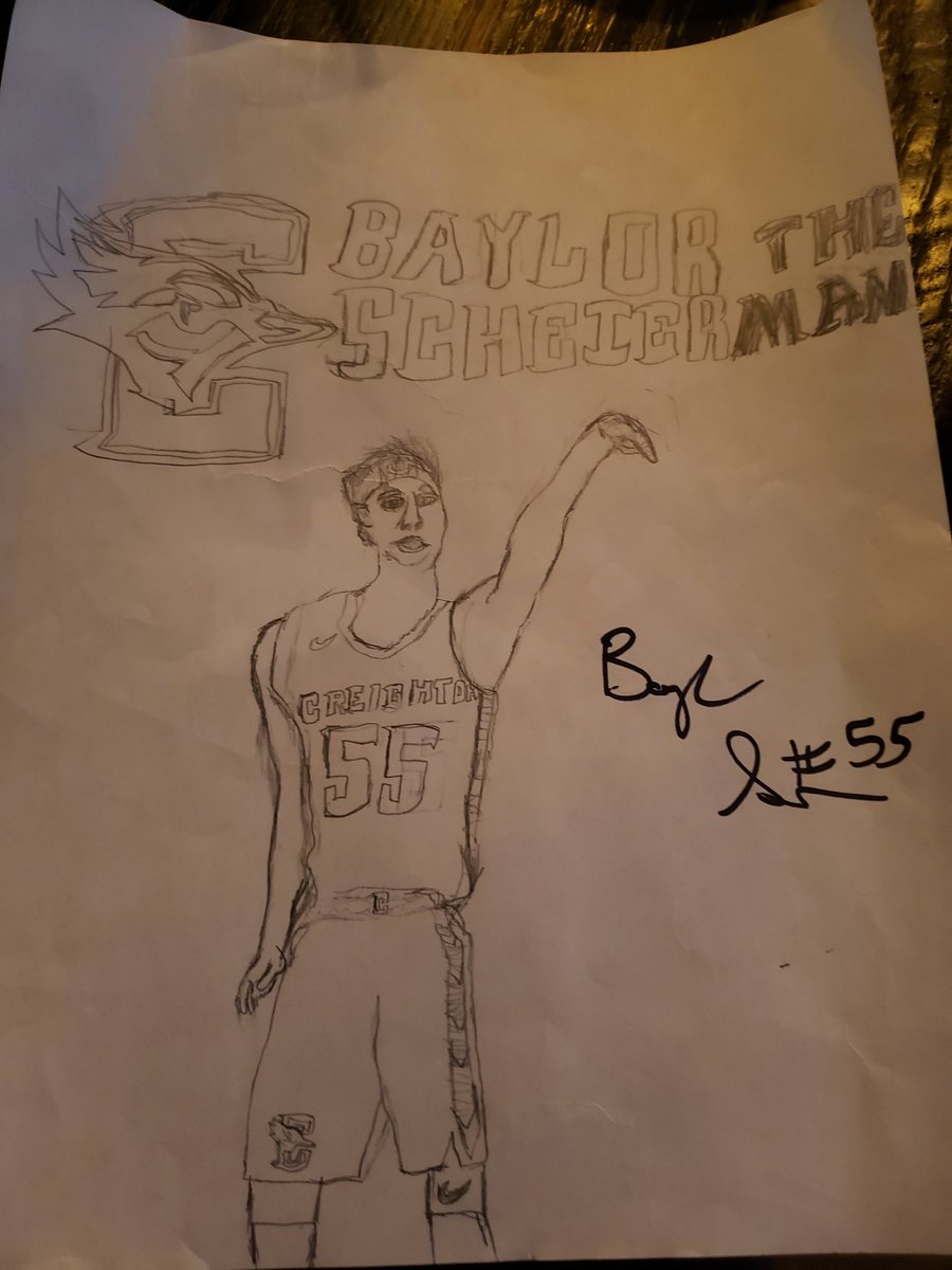 BBonczynski's tweet photo. My son was so happy to get his drawing signed by "the man" himself @playforhim3 last night. And to meet @ittraudt. #gojays https://t.co/3QmbGrNrqP