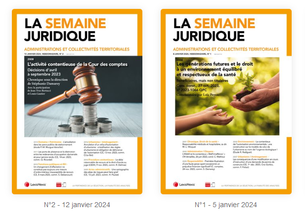 JCP A (@jcpa1) on Twitter photo Les 8 premières Une 2024 du JCP A
- Génération future <a href="/PeyenLoic/">Loïc Peyen</a>
- Chronique <a href="/Courdescomptes/">Cour des comptes</a> <a href="/DamareyS/">Damarey Stéphanie</a>
- Planification écologique
- IA et juge
- Les acteurs publics face au risque <a href="/ObsSmacl/">Observatoire Smacl</a>
- ZAN
- Médiation de chantier
- Marchés publics de prestations juridiques Les 8 premières Une 2024 du JCP A
- Génération future <a href="/PeyenLoic/">Loïc Peyen</a>
- Chronique <a href="/Courdescomptes/">Cour des comptes</a> <a href="/DamareyS/">Damarey Stéphanie</a>
- Planification écologique
- IA et juge
- Les acteurs publics face au risque <a href="/ObsSmacl/">Observatoire Smacl</a>
- ZAN
- Médiation de chantier
- Marchés publics de prestations juridiques