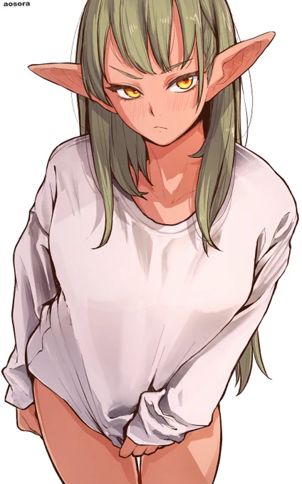 新しいペンを褐色エルフを描いて試してみた 